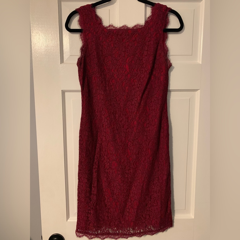 Adrianna Papell Red Lace Dress